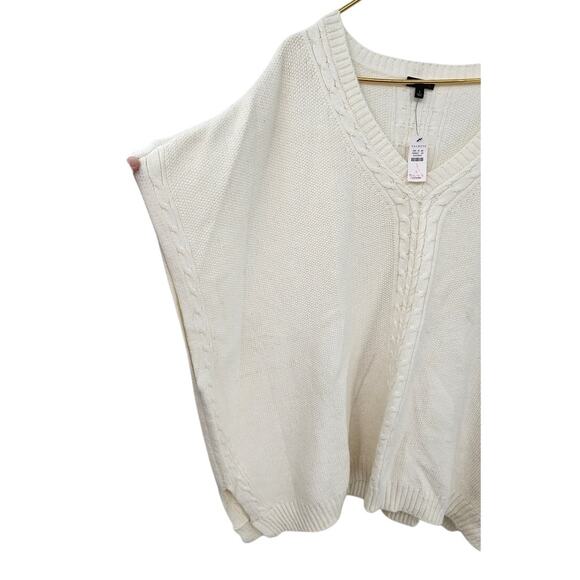 New‎ NWT Talbots White Oversized Sweater Poncho Vest Style Knit Large - Picture 3 of 7
